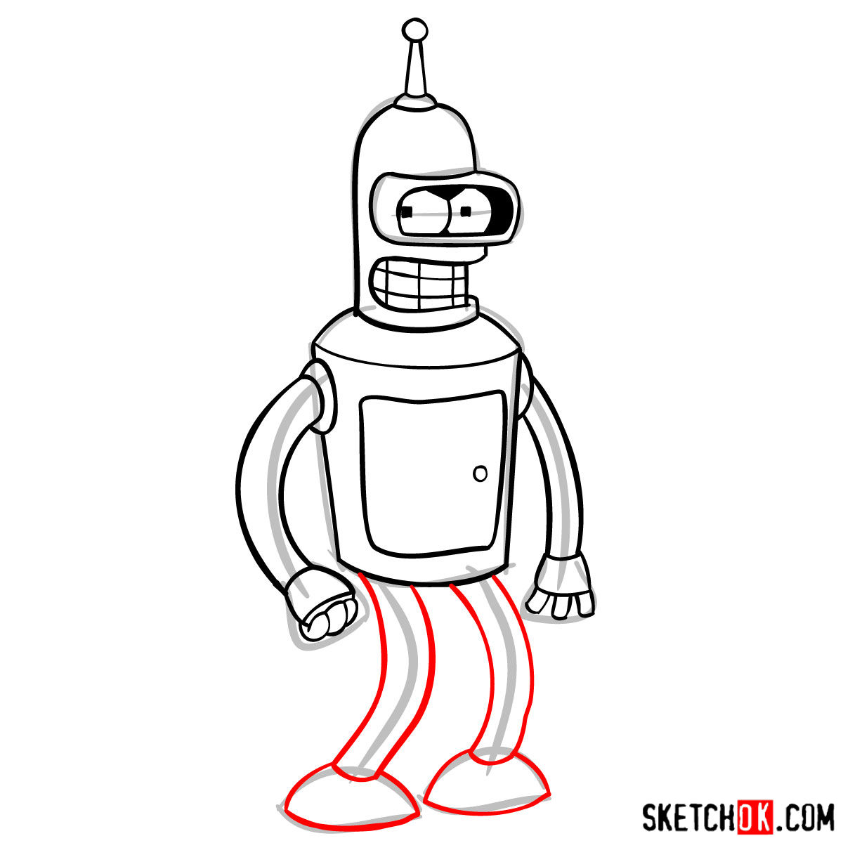 How to draw Bender Rodríguez - step 09